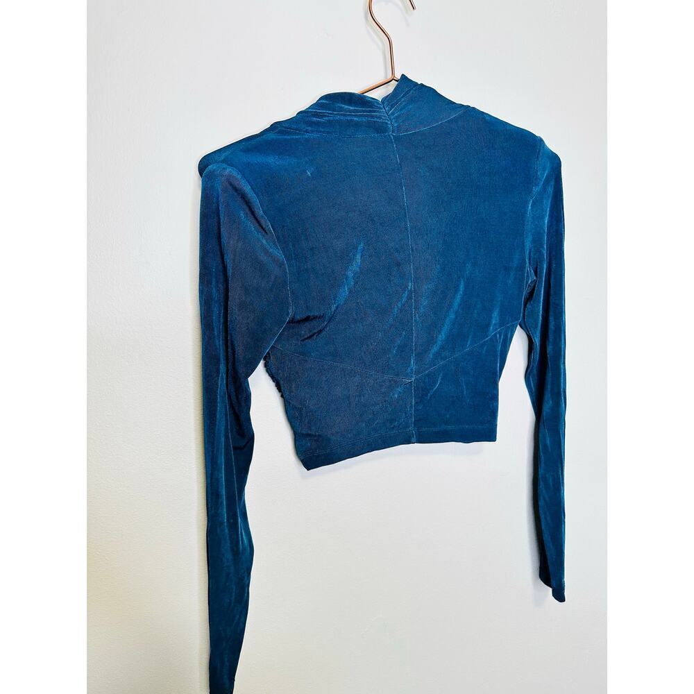 BARDOT Teal Crossover Wrapped Style Long Sleeve Wren Top Size Small - Picture 9 of 16